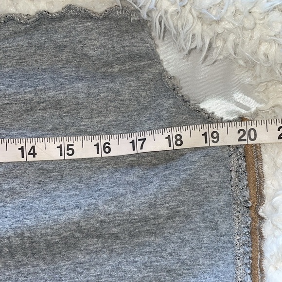 ii Sisters Furry Wool Blend Suede Sherpa Vest Tan Gray & Winter White Offset Zip - Picture 7 of 14